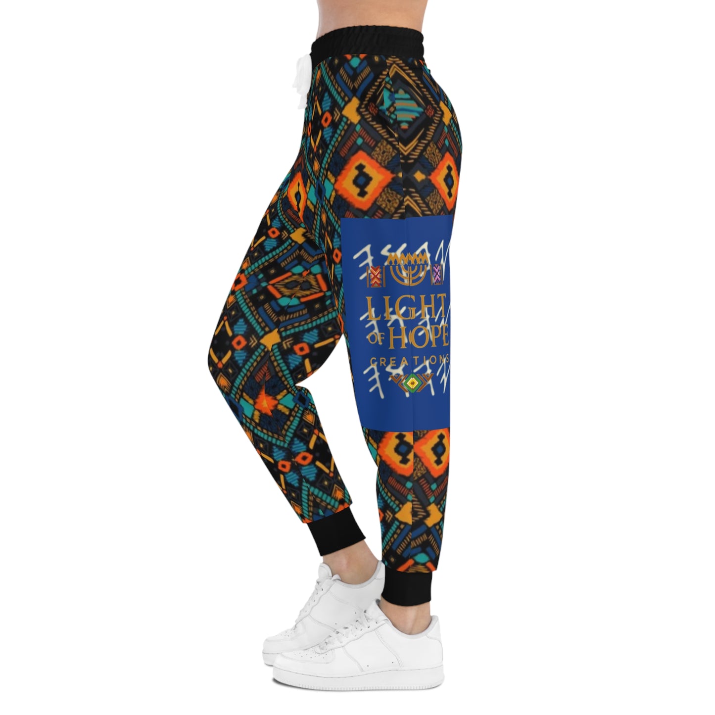 Yahuah Is My Light - Blue Kente Athletic Joggers (AOP) - Biblical Principles Collection