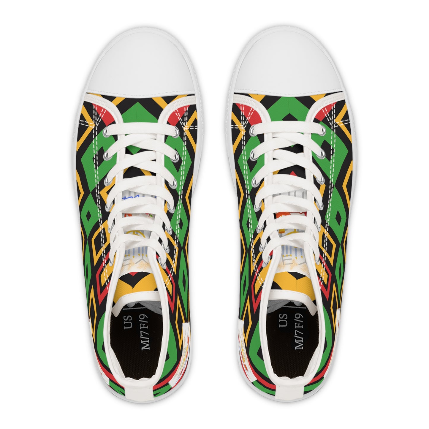 Love Righteousness - Green Kente Vibrant Women's High Top Sneakers  - Apocryphal Collection