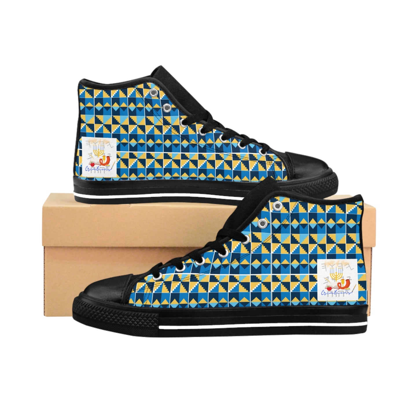 Ala-eze nke ndị nchụ-aja - Blue Kente Sneakers Omuma nke ụmụ nwanyị - Nchịkọta Yahuah dị nsọ