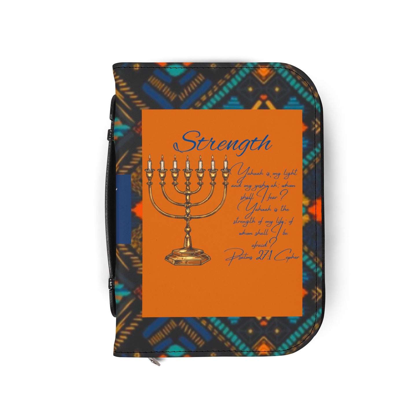 Yahuah Is My Light - Blue/Orange Kente Bible Cover - Scriptural Affirmations Collection