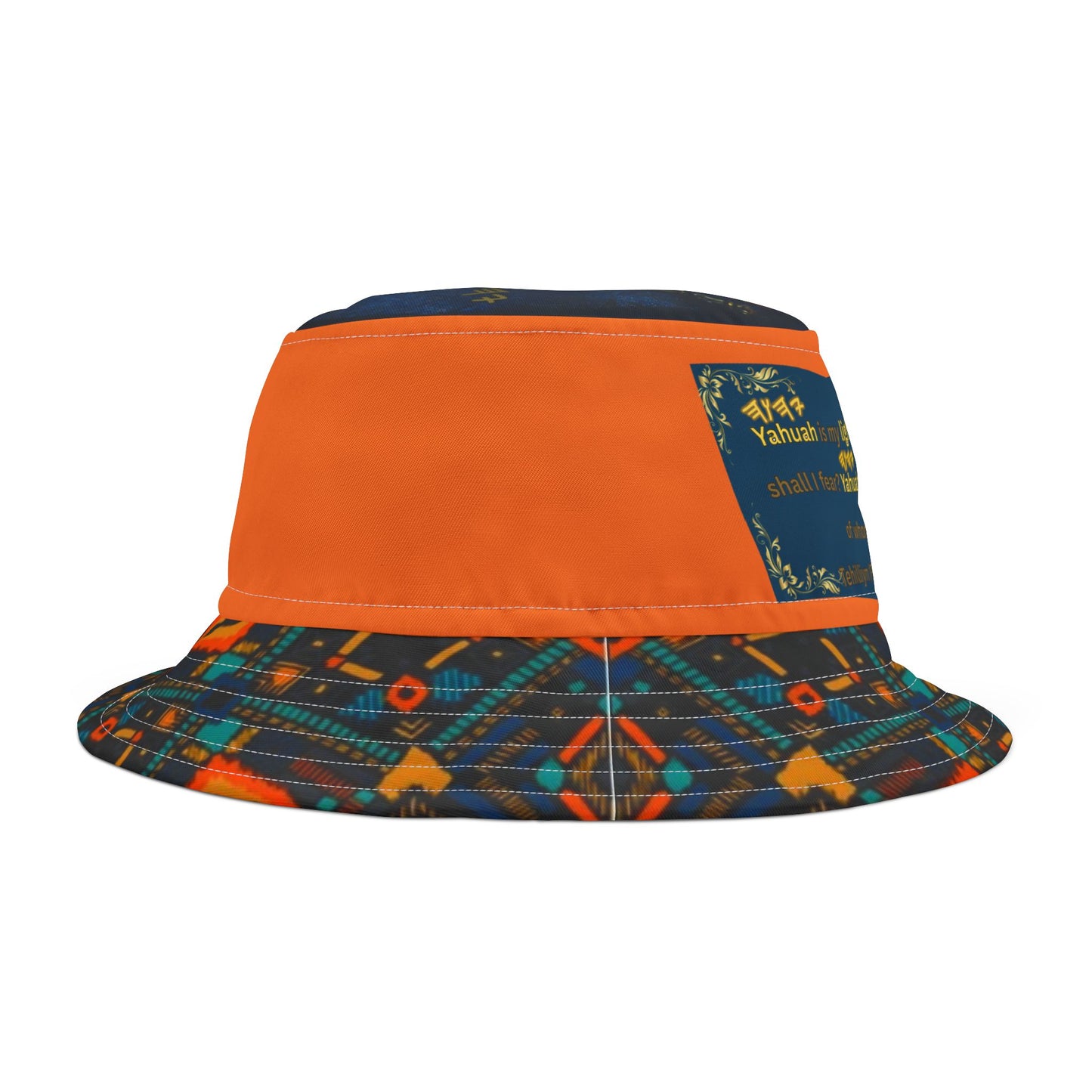 Yahuah Is My Light – Blue/Orange Kente Bucket Hat - Scriptural Affirmations Collection