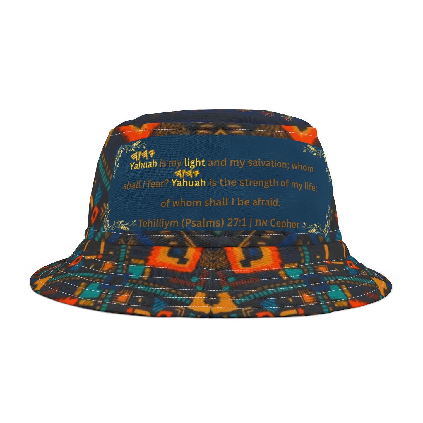 Yahuah Is My Light – Blue Kente Bucket Hat - Scriptural Affirmations Collection