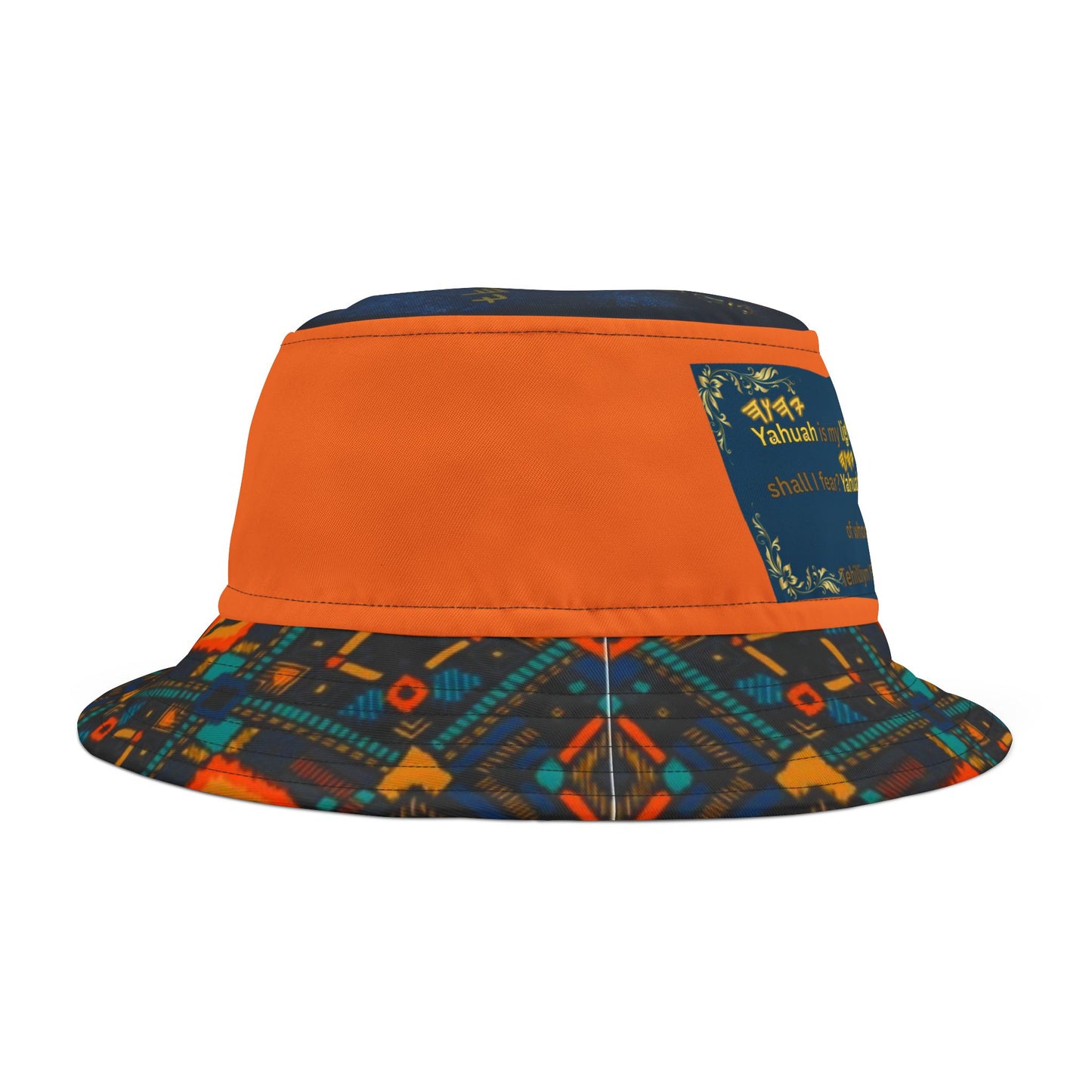 Yahuah Is My Light – Blue/Orange Kente Bucket Hat - Scriptural Affirmations Collection