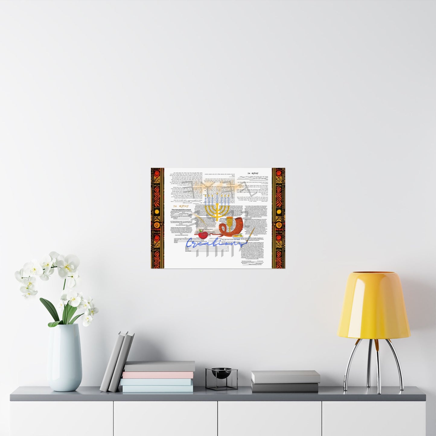 Marriage Ketubah- Black and Red Kente Ketubah Scrolls (Paleo Hebrew and English)- Qodesh Union Collection