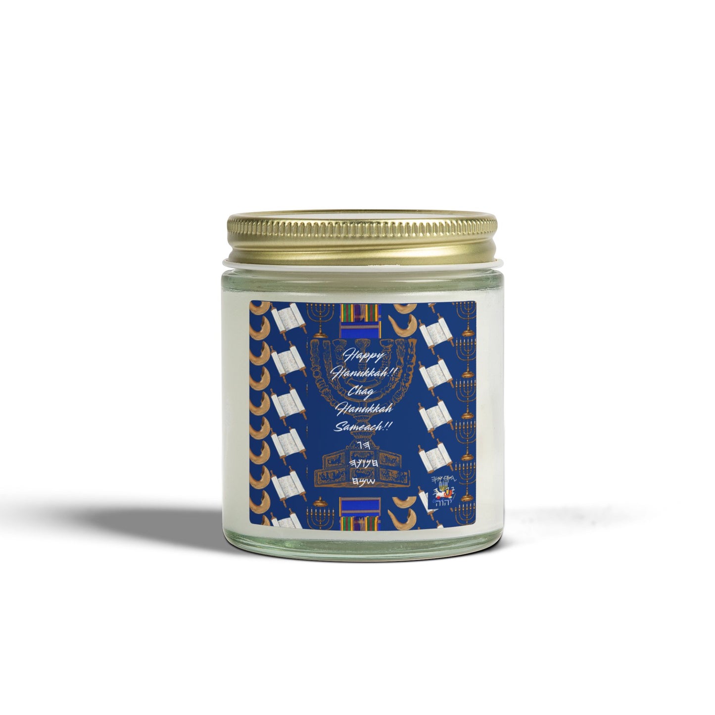 Happy Hanukkah Coconut Apricot Wax Candle (4oz, 9oz)