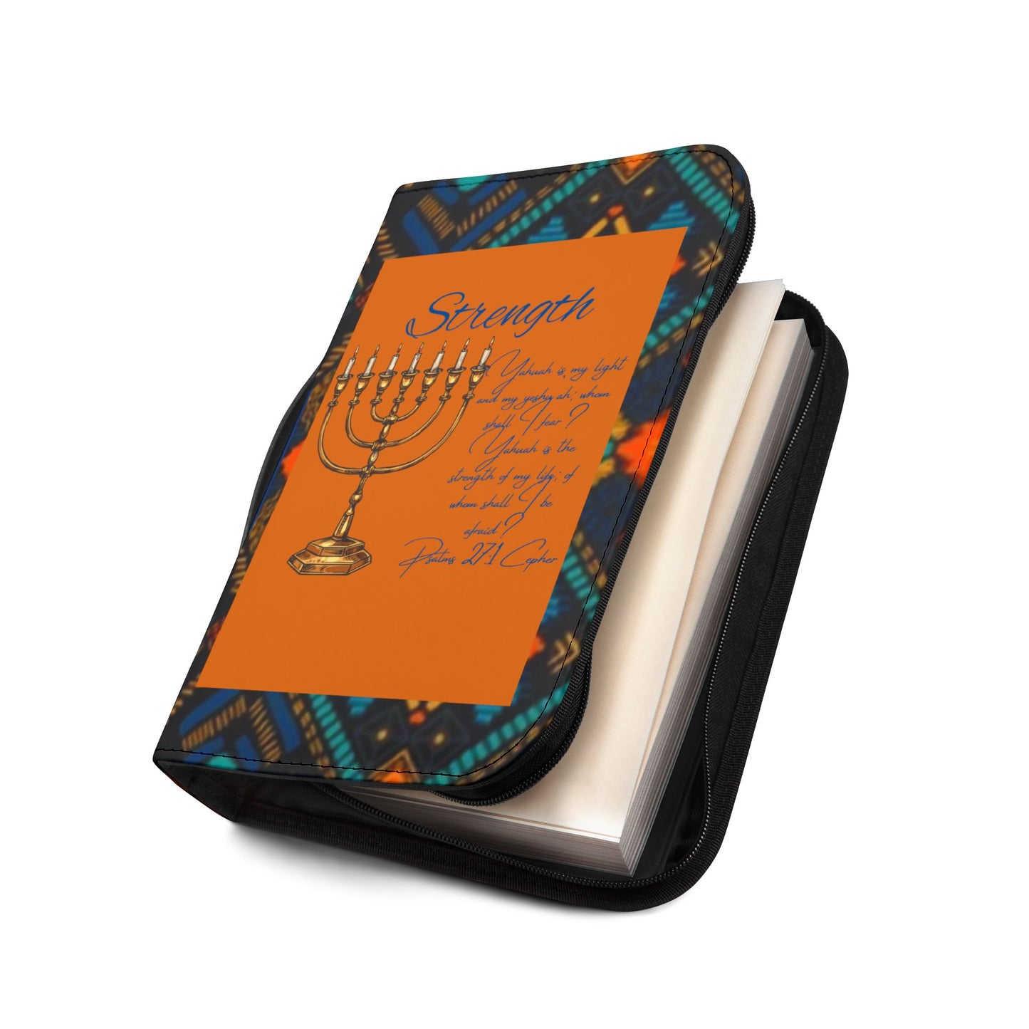 Yahuah Is My Light - Blue/Orange Kente Bible Cover - Scriptural Affirmations Collection