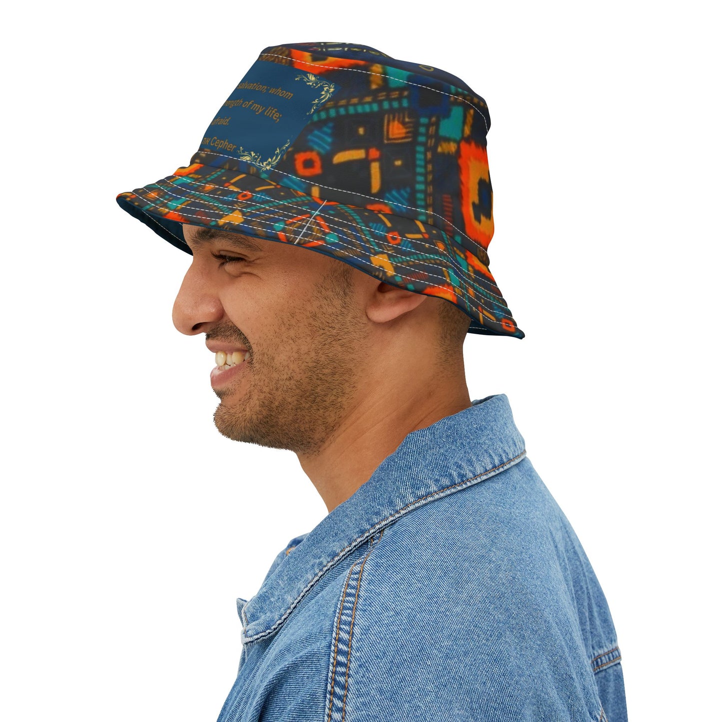 Yahuah Is My Light – Blue Kente Bucket Hat - Scriptural Affirmations Collection