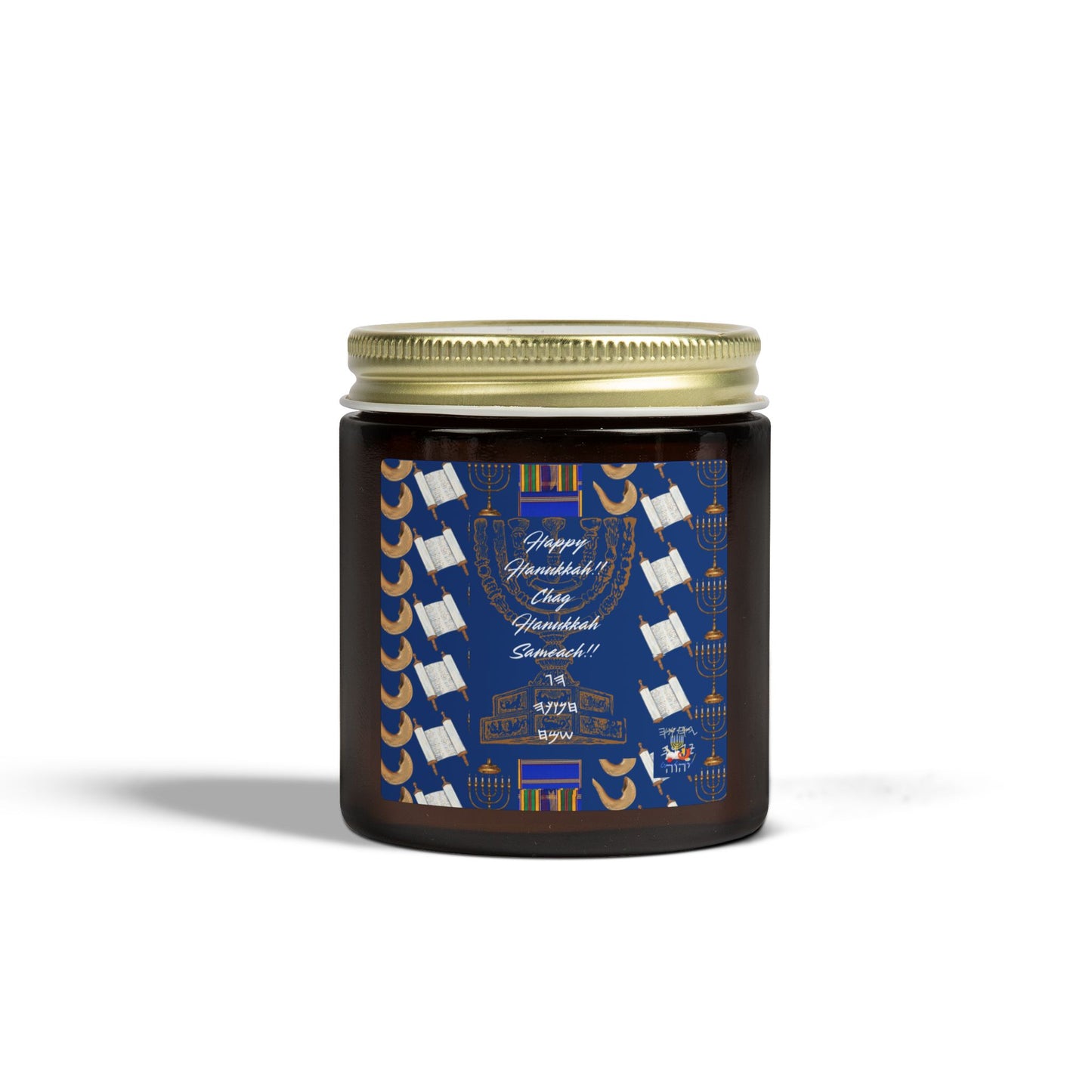 Happy Hanukkah Coconut Apricot Wax Candle (4oz, 9oz)