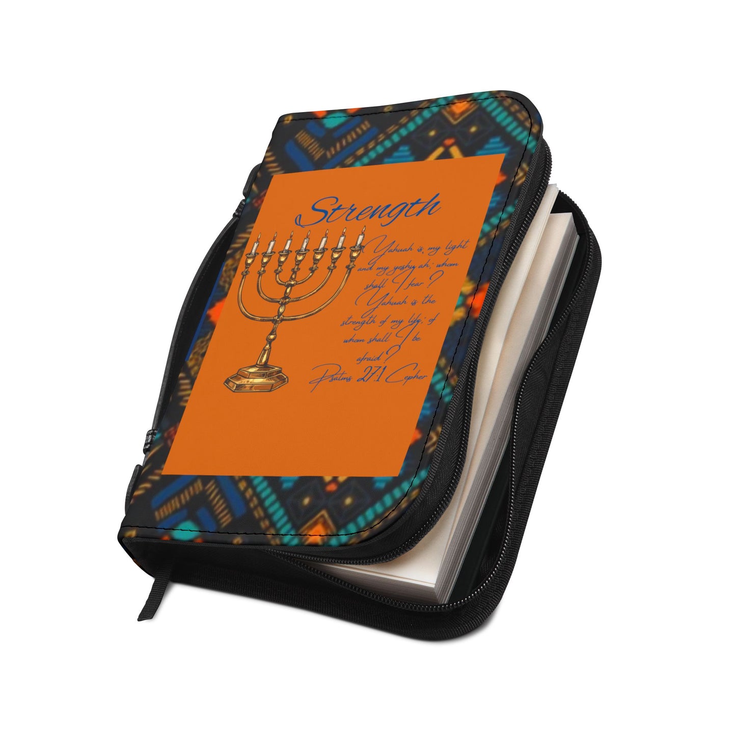 Yahuah Is My Light - Blue/Orange Kente Bible Cover - Scriptural Affirmations Collection