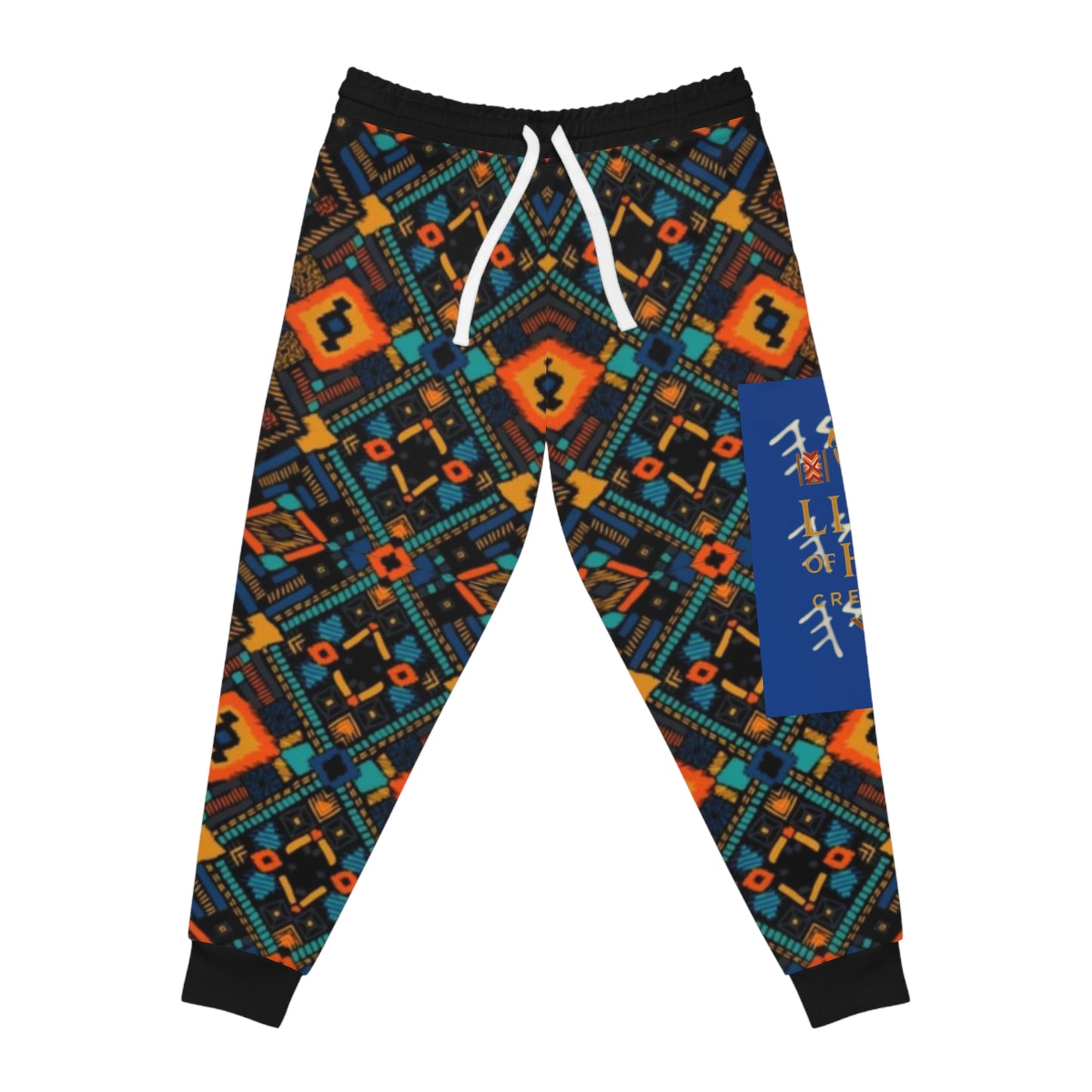 Yahuah Is My Light - Blue Kente Athletic Joggers (AOP) - Biblical Principles Collection