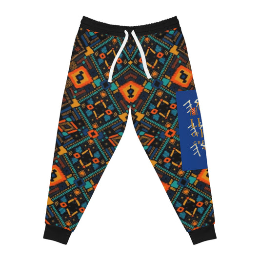 Yahuah Is My Light - Blue Kente Athletic Joggers (AOP) - Biblical Principles Collection