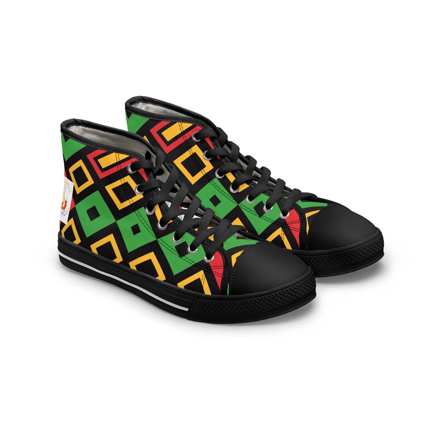 Love Righteousness - Green Kente Vibrant Women's High Top Sneakers  - Apocryphal Collection