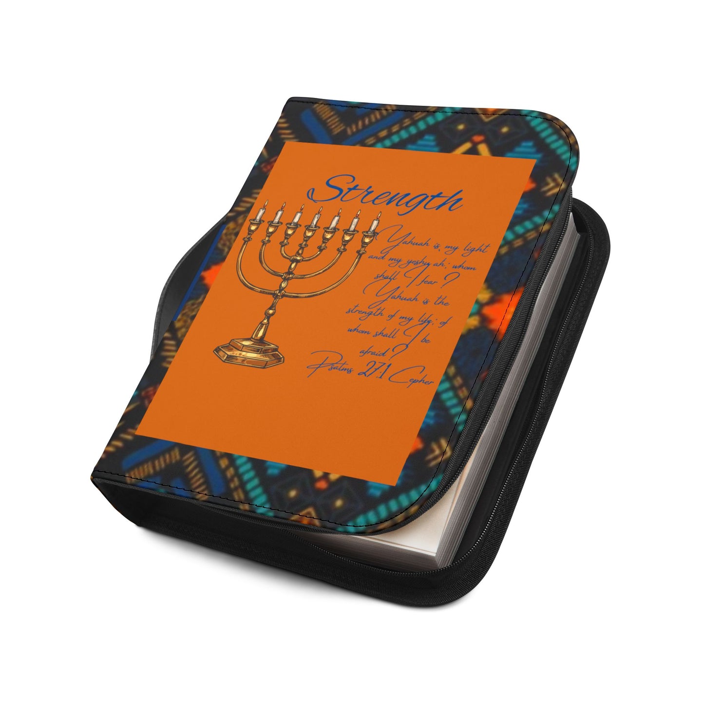 Yahuah Is My Light - Blue/Orange Kente Bible Cover - Scriptural Affirmations Collection
