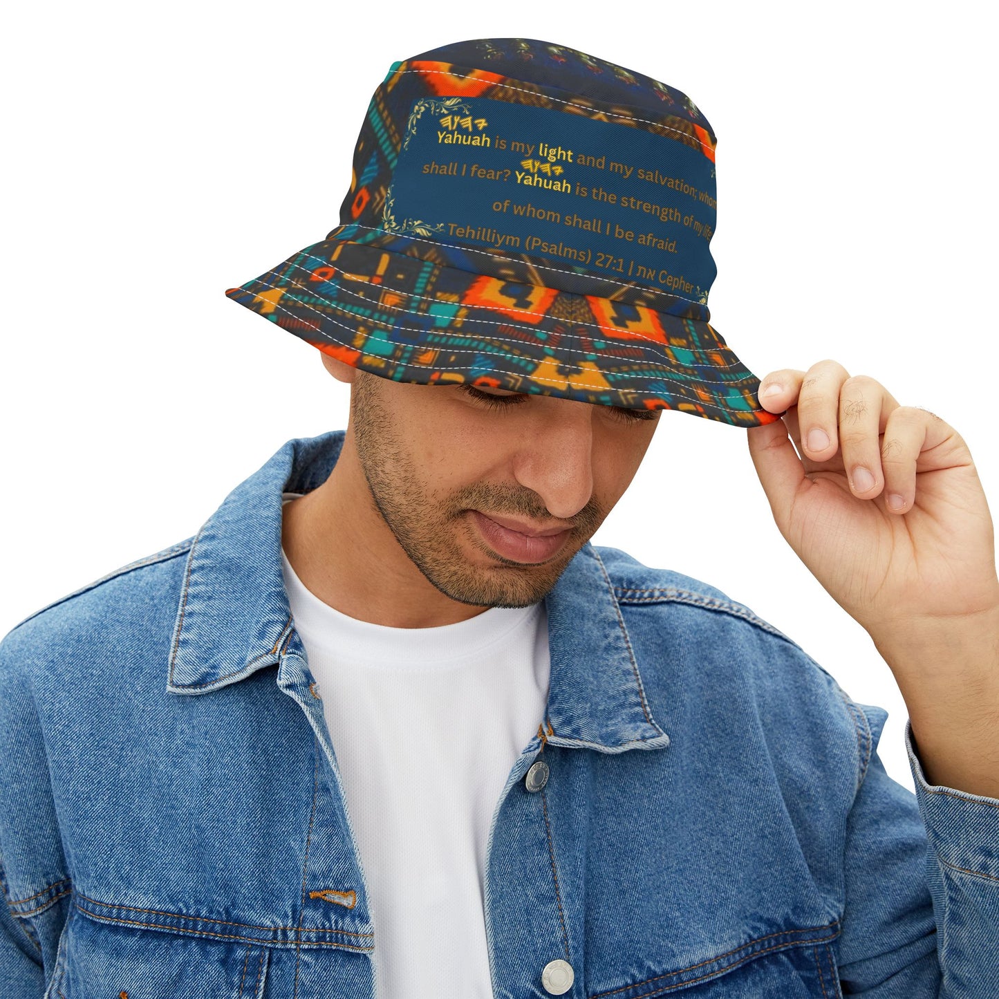 Yahuah Is My Light – Blue Kente Bucket Hat - Scriptural Affirmations Collection