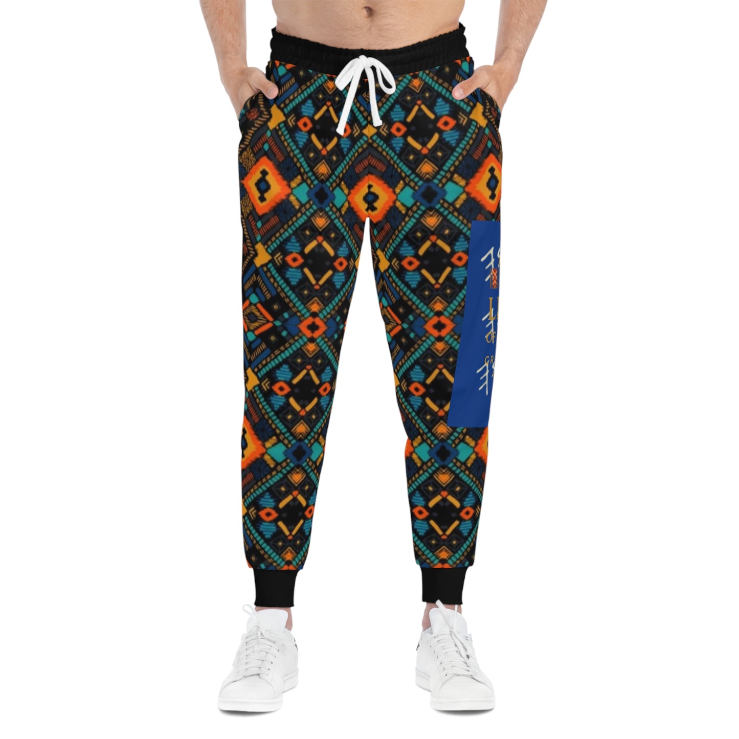 Yahuah Is My Light - Blue Kente Athletic Joggers (AOP) - Biblical Principles Collection
