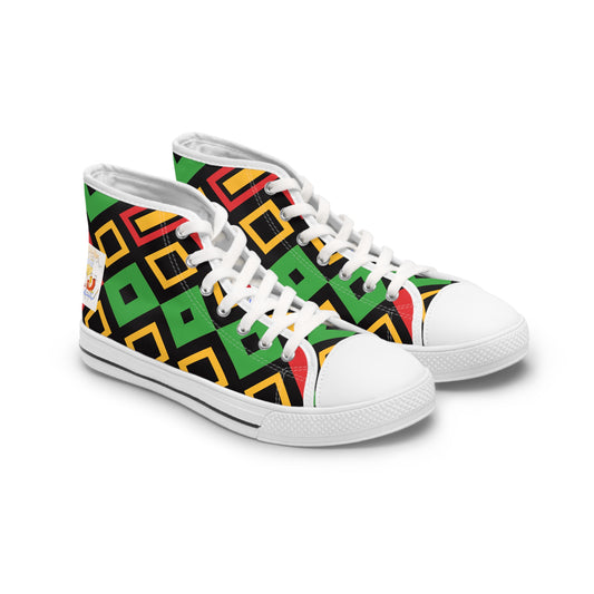 Love Righteousness - Green Kente Vibrant Women's High Top Sneakers  - Apocryphal Collection