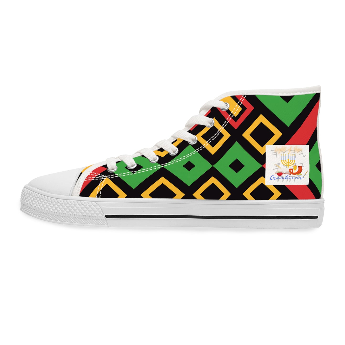 Love Righteousness - Green Kente Vibrant Women's High Top Sneakers  - Apocryphal Collection
